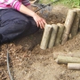 Laying hazel stump path edge