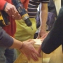 Teamwork fixing nestbox parts together
