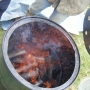 Charcoal in drum mid-burn
