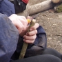 Sharpening hazel charcoal writing point